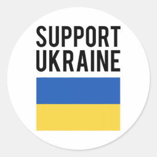 Sticker Rond Soutenez l'Ukraine - Lettres Noires Gras - F