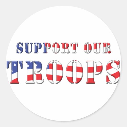 Sticker Rond Soutenez nos troupes Couleurs patriotiques (Devant)