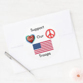 Sticker Rond Soutenez Nos Troupes, Paix, Aimez Dieu (Enveloppe)