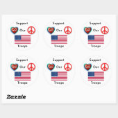 Sticker Rond Soutenez Nos Troupes, Paix, Aimez Dieu (Feuille)