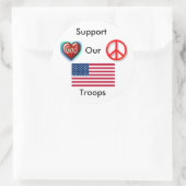 Sticker Rond Soutenez Nos Troupes, Paix, Aimez Dieu (Sac)