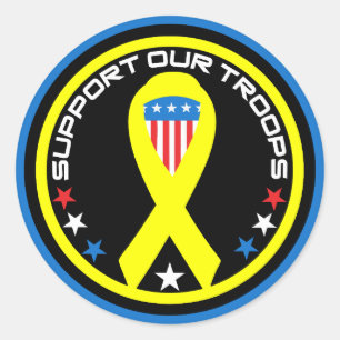 Sticker Rond Soutenez nos troupes patriotique