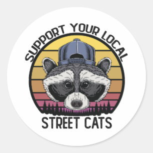Sticker Rond Soutenez vos chats de rue locaux Drôle de Panda de