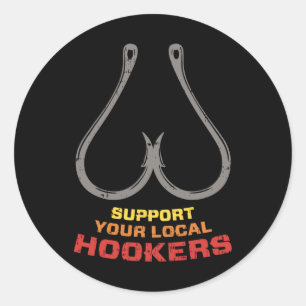 Sticker Rond Soutenez Votre Local S Funny Pêcheur Pêcheur Papa 