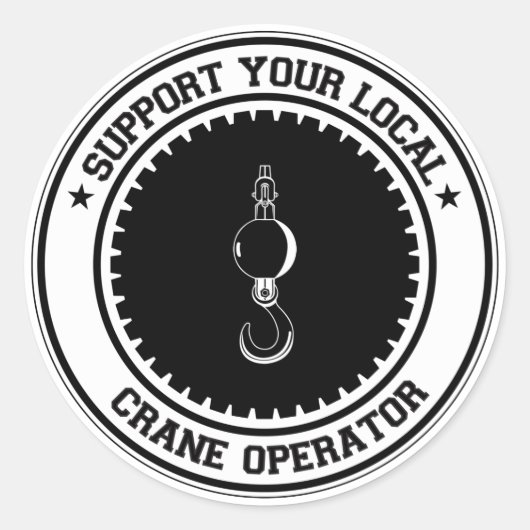 Sticker Rond Soutenez votre opérateur de grue local (Devant)