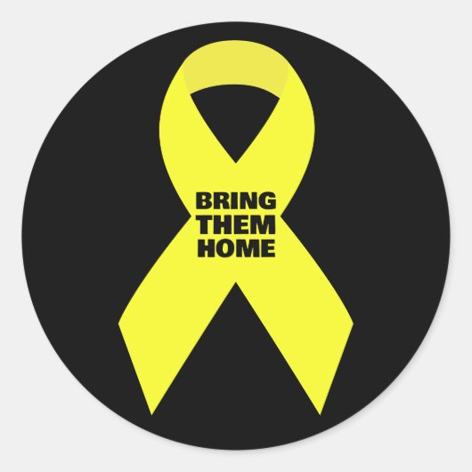 Sticker Rond SOUTENIR ISRAËL - Ruban Jaune Ramenez-les chez eux (Devant)