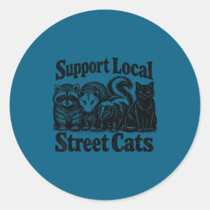 Sticker Rond Soutenir l'équipe de chats de rue locaux poubelle