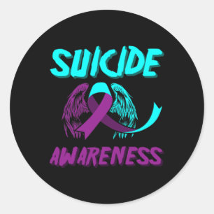Sticker Rond Soutenir les ailes de sensibilisation au suicide P