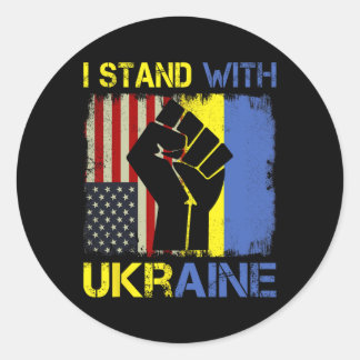 Sticker Rond Soutenir l'Ukraine Je suis avec l'Ukraine Drapeau 