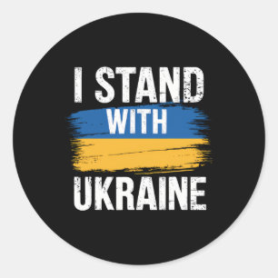 Sticker Rond Soutenir l'Ukraine Je suis avec l'Ukraine Drapeau