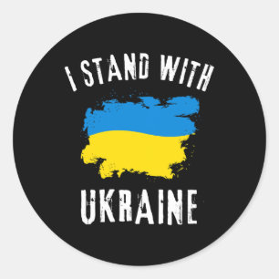 Sticker Rond Soutenir l'Ukraine Je suis avec l'Ukraine Drapeau