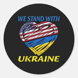 Sticker Rond Soutenir l'Ukraine Nous sommes avec l'Ukraine Drap