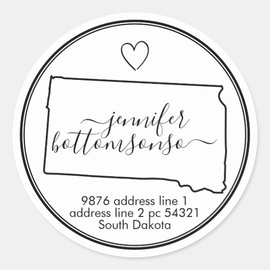 Sticker Rond South Dakota domicile adresse de retour Signature (Devant)