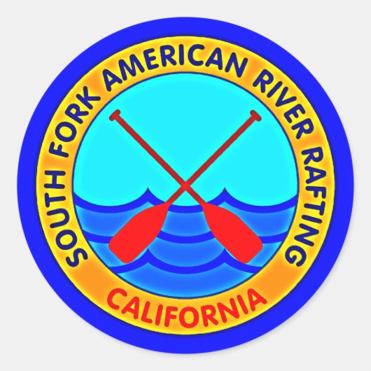 Sticker Rond South Fork American River Rafting Californie (Devant)