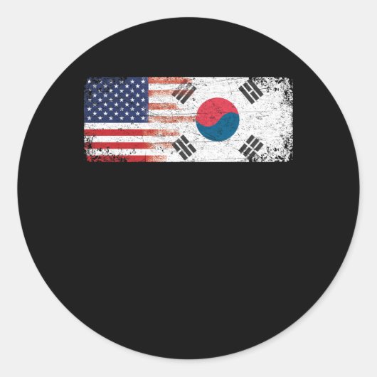 Sticker Rond South Korean American Flag (Devant)