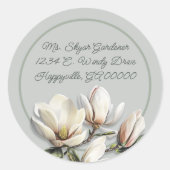 Sticker Rond Southern Magnolia Flowers Adresse de retour (Devant)