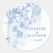 Sticker Rond Southport Boothbay Harbour Maine Wedding Favoriser (Devant)