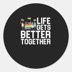 Sticker Rond Soutien à la fierté LGBT La vie est meilleure ense