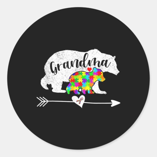 Sticker Rond Soutien à l'ours de grand-mère sensibilisation sur (Devant)