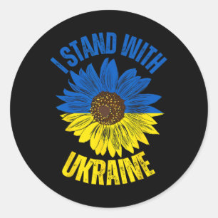 Sticker Rond Soutien à l'Ukraine Je suis avec le drapeau ukrain
