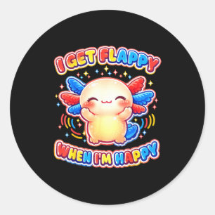 Sticker Rond Soutien autisme stimming axolotl devient flappy qu