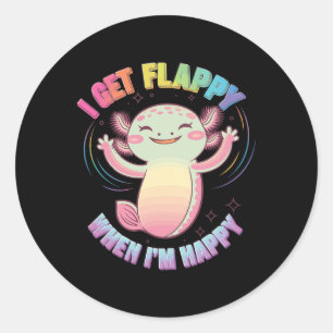 Sticker Rond Soutien Autisme Stimming Axolotl Je deviens Flappy
