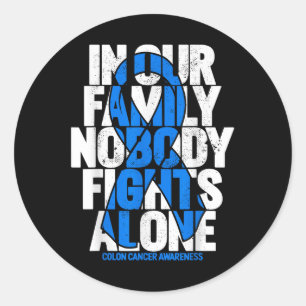 Sticker Rond Soutien du cancer colorectal Famille Bleu Colon Ca