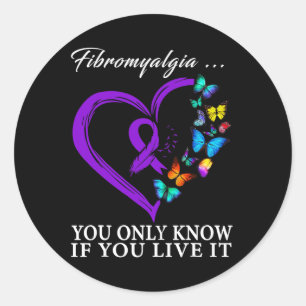 Sticker Rond Soutien du guerrier de sensibilisation Ruban viole