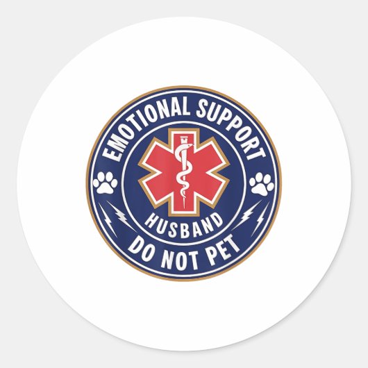 Sticker Rond Soutien émotionnel Mari ne pas animal de compagnie (Devant)
