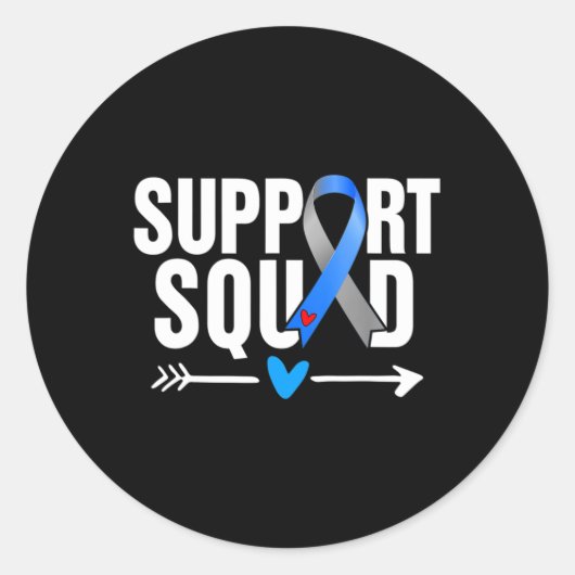 Sticker Rond Soutien Escadron Grey Blue Ribbon Sensibilisation  (Devant)
