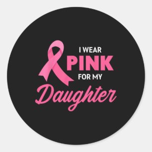 Sticker Rond Soutien pour le cancer du sein Je porte le rose po