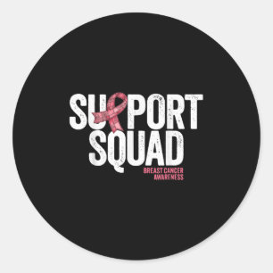 Sticker Rond Soutien pour le cancer du sein Squad Pink Ribbon P