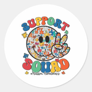 Sticker Rond Soutien Sensibilisation sur l'autisme Smile Face B