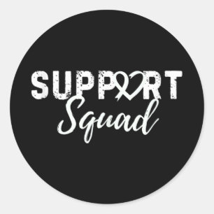 Sticker Rond Soutien Squad Cancer du poumon Aimer Coeur Blanc R