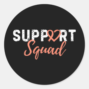 Sticker Rond Soutien Squad Cancer utérin Lot Coeur Peach Ribb