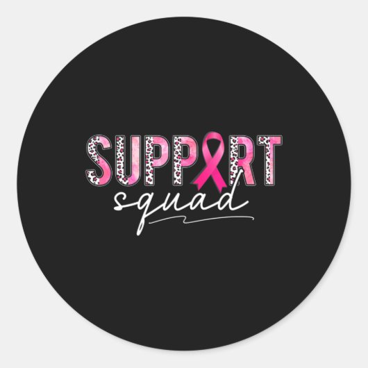 Sticker Rond Soutien Squad Leopard rose Ribbon Cancer du sein A (Devant)