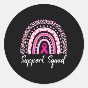 Sticker Rond Soutien Squad Pink Arc-en-ciel Leopard Cancer du s