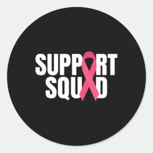 Sticker Rond Soutien Squad Pink Ribbon Sensibilisation au cance