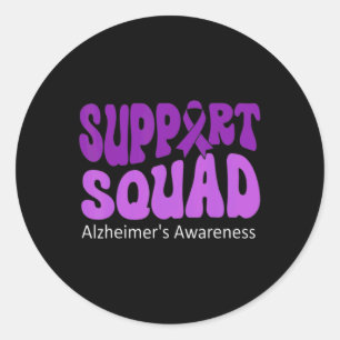 Sticker Rond Soutien Squad Purple Ribbon Cerveau Alzheimerheime