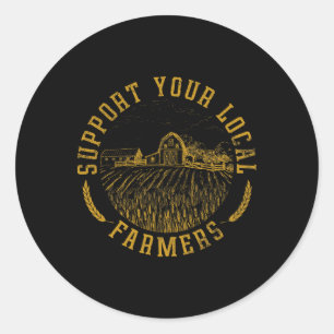 Sticker Rond Soutien vintage Vos Agriculteurs Locaux Agricole A