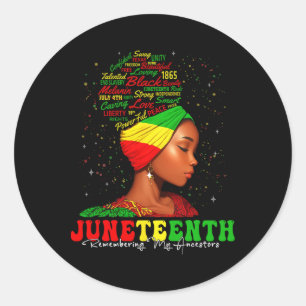 Sticker Rond Souvenir de mes ancêtres 1865 Junetdix Black Wom