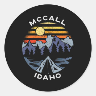 Sticker Rond Souvenir de vacances de camping dans les montagnes