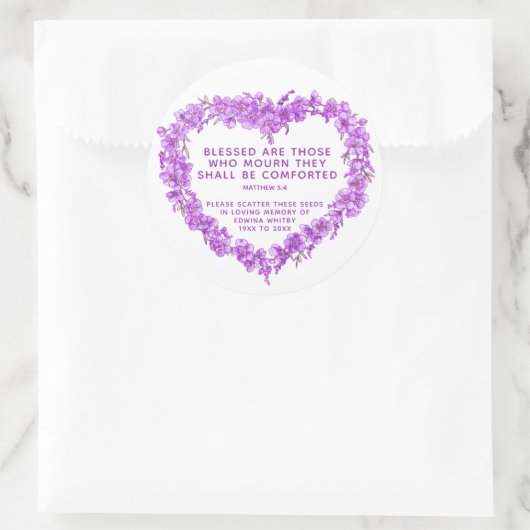 Sticker Rond Souvenir funéraire cadeau violet wreath semence (Sac)