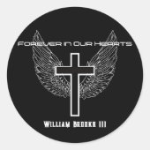 Sticker Rond Souvenir "Pour toujours dans nos coeurs" Noir (Devant)