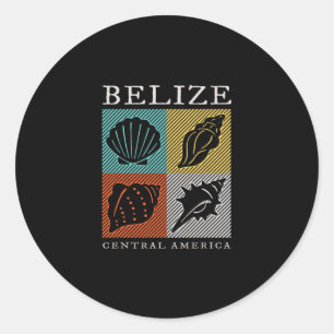 Sticker Rond Souvenir Rétro Bélize Coquillage Vintage Hommes Fe