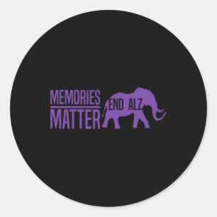 Sticker Rond Souvenirs d'affaire Eléphant pourpre et texte Alzh