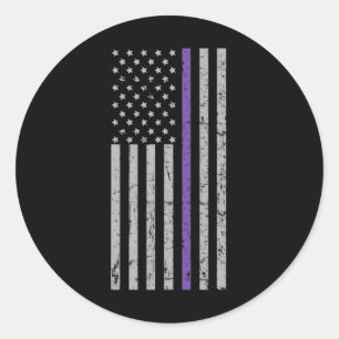 Sticker Rond Souvenirs importants Alzheimer USA Drapeau violet