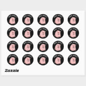 Sticker Rond Sow What Funny Sassy Pig Pun Dark BG (Feuille)
