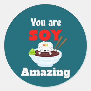 Sticker Rond Soy extraordinaire Kawaii Sushi