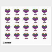 Sticker Rond Soyez à moi Valentine Purple Stripe Coeur (Feuille)